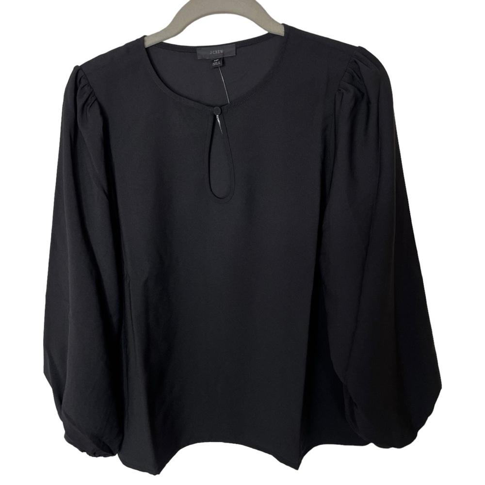 NEW WITH TAGS J. Crew Black Crepey Long Sleeve Career Blouse‎ Size Medium Petite